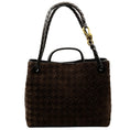 Load image into Gallery viewer, Bottega Veneta Brown Suede Intrecciato Medium Andiamo Shoulder Bag