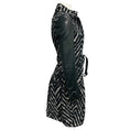 Load image into Gallery viewer, Burberry Black / White Belted Chevron Pattern Coat with Leather Sleeves
