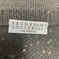 Load image into Gallery viewer, Brunello Cucinelli Taupe Sequined Cashmere and Silk Knit Long Sleeved V-Neck Pullover Sweater