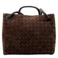 Load image into Gallery viewer, Bottega Veneta Brown Suede Intrecciato Medium Andiamo Shoulder Bag