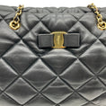 Load image into Gallery viewer, Salvatore Ferragamo Black Leather Quilted Shoulder Bag with Bow