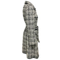 Load image into Gallery viewer, Edward Achour Black / White Belted Tweed Coat with Crystal Buttons
