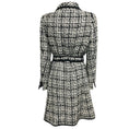 Load image into Gallery viewer, Edward Achour Black / White Belted Tweed Coat with Crystal Buttons