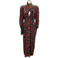 Load image into Gallery viewer, Rhode Black / Red Polly Floral Cut Out Tie Neck Midi Dress