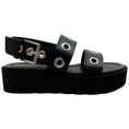 Load image into Gallery viewer, Gianvito Rossi Black Leather Double Strap Platform Sandals with Grommets