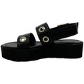 Load image into Gallery viewer, Gianvito Rossi Black Leather Double Strap Platform Sandals with Grommets