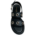 Load image into Gallery viewer, Gianvito Rossi Black Leather Double Strap Platform Sandals with Grommets