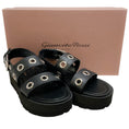 Load image into Gallery viewer, Gianvito Rossi Black Leather Double Strap Platform Sandals with Grommets