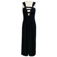 Load image into Gallery viewer, Maison Mayle Black Floral Silk Jacquard Sleeveless Cropped Jumpsuit