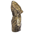Load image into Gallery viewer, Sara Battaglia Gold Metallic / Black Leopard Printed Wrap Dress