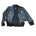 Load image into Gallery viewer, Dsquared2 Black Sheepskin Leather Moto Jacket with Fabric Trim