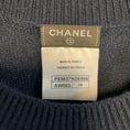 Load image into Gallery viewer, Chanel Navy Blue Faux Pearl Embellished Cotton and Cashmere Knit Dress with CC Logo Plate