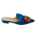 Load image into Gallery viewer, Giannico Blue Crystal Embellished Satin Mules