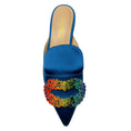 Load image into Gallery viewer, Giannico Blue Crystal Embellished Satin Mules