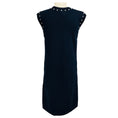 Load image into Gallery viewer, Chanel Navy Blue Faux Pearl Embellished Cotton and Cashmere Knit Dress with CC Logo Plate