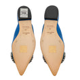 Load image into Gallery viewer, Giannico Blue Crystal Embellished Satin Mules