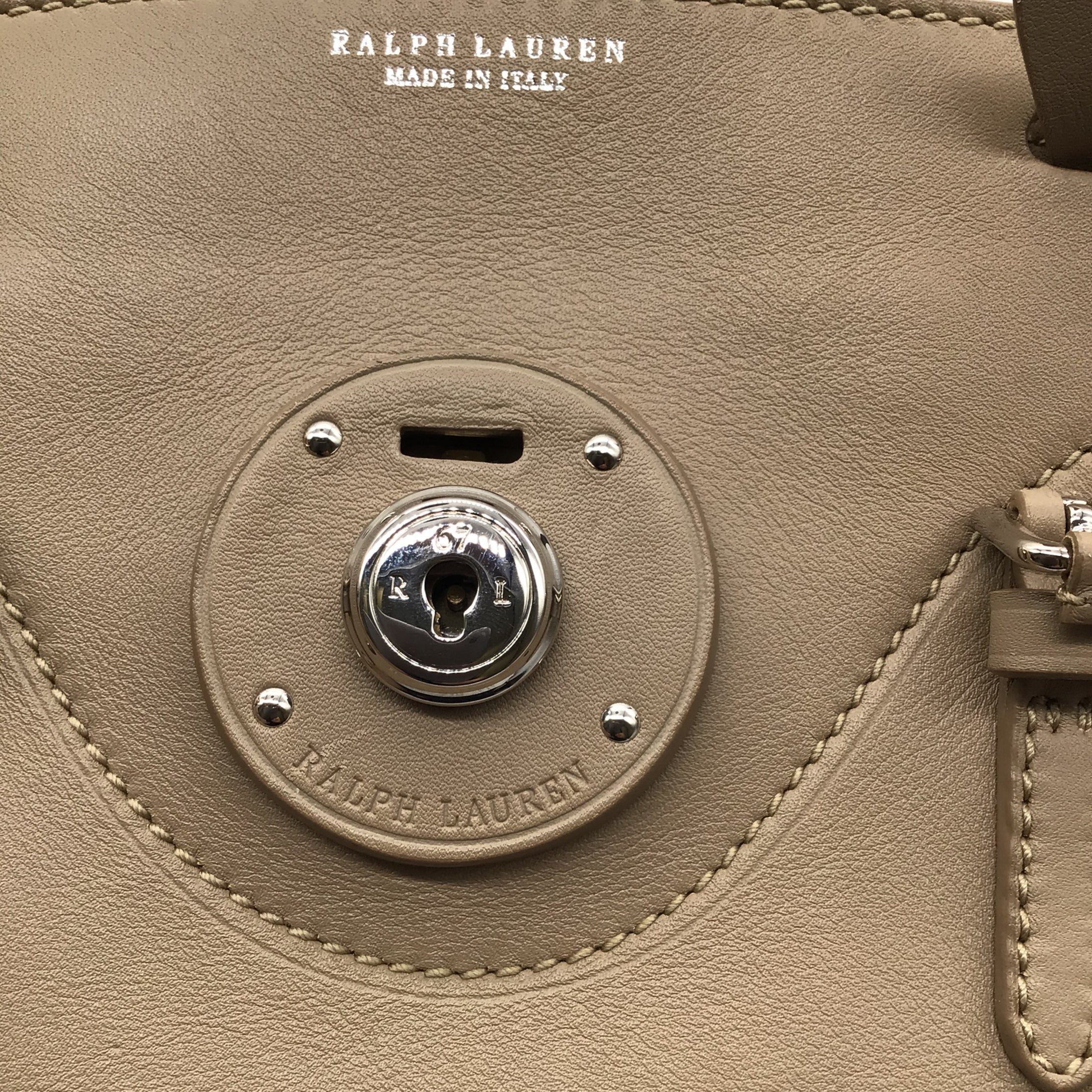 Ralph Lauren Collection Beige Soft Ricky 18 Mini Leather Tote Bag