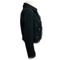 Load image into Gallery viewer, Dolce & Gabbana Black Sequined Mesh Tulle Lace Trimmed Cropped Wool Crepe Jacket with Silver Buttons