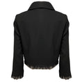 Load image into Gallery viewer, Dolce & Gabbana Black Sequined Mesh Tulle Lace Trimmed Cropped Wool Crepe Jacket with Silver Buttons