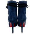Load image into Gallery viewer, Christian Louboutin Navy Blue Suede Circus Nana 100 Booties with Black Velvet Laces