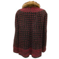 Load image into Gallery viewer, Oscar de la Renta Couture Black / Burgundy Embroidered Persian Lamb Fur Coat with Fur Collar