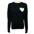 Load image into Gallery viewer, SPRWMN Black / White Heart Design Long Sleeved Cashmere Knit Crewneck Pullover Sweater