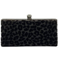 Load image into Gallery viewer, Jimmy Choo Black Devore Leopard Fabric Celeste Clutch with Cube Clasp