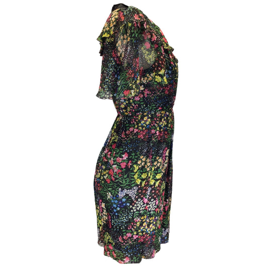 Giambattista Valli Black Multi Floral Printed Chiffon Dress