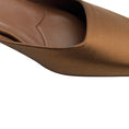 Load image into Gallery viewer, Prada Brown Satin Square Toe Mules with Logo Heel