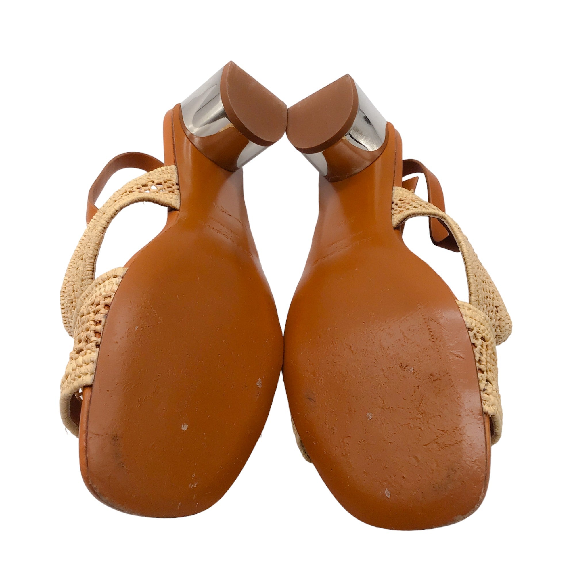 Clergerie Tan Raffia Double Strap Sandals
