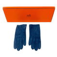 Load image into Gallery viewer, Hermes Vintage Blue Suede Gloves