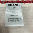 Load image into Gallery viewer, Chanel Red / White 2015 Striped Paper and Cotton Knit Flared Skirt