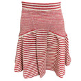 Load image into Gallery viewer, Chanel Red / White 2015 Striped Paper and Cotton Knit Flared Skirt