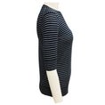 Load image into Gallery viewer, Loro Piana Navy Blue / White Striped Short Sleeved Cashmere and Silk Knit Fontvieille Girocollo Sweater