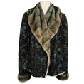 Load image into Gallery viewer, Giuliana Teso Slate Blue / Purple Floral Embroidered Mesh Tulle Lace Jacket with Mink Fur