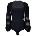 Load image into Gallery viewer, Alaia Black Long Sleeved Square Neck Stretch Knit Bodysuit
