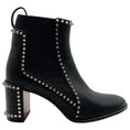 Load image into Gallery viewer, Christian Louboutin Black Leather Out Line Spikes Ankle Boots