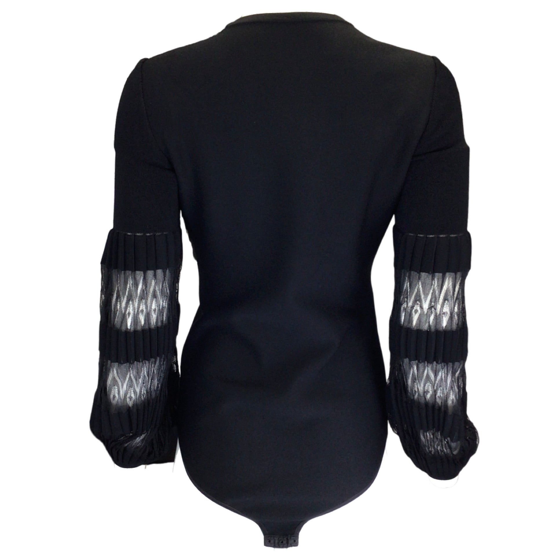 Alaia Black Long Sleeved Square Neck Stretch Knit Bodysuit