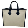 Load image into Gallery viewer, Maria Oliver Beige / Navy Blue Linen and Crocodile Martina Tote Bag