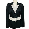 Load image into Gallery viewer, Carolina Herrera Black Wool and Silk Blazer with Silver Trim
