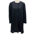 Load image into Gallery viewer, Marni Navy Collarless Round Neck Ruffled Hem Wool Coat