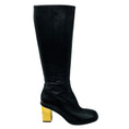 Load image into Gallery viewer, Chloe Black Tall Leather Boots with Gold Heel