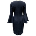Load image into Gallery viewer, Oscar de la Renta Navy Blue Shimmer Wool Crepe Bell Sleeve Dress