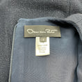 Load image into Gallery viewer, Oscar de la Renta Navy Blue Shimmer Wool Crepe Bell Sleeve Dress