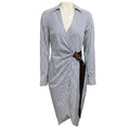 Load image into Gallery viewer, Veronica Beard Blue / Off White Jacinda Striped Stretch Cotton Poplin Shirtdress / Midi Dress