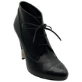 Load image into Gallery viewer, Chanel Black Leather Lace Up Ankle Boots with Silver Heel Detail