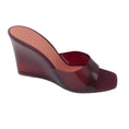 Load image into Gallery viewer, Amina Muaddi Burgundy Lucite Wedge Sandals

