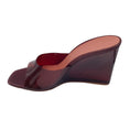 Load image into Gallery viewer, Amina Muaddi Burgundy Lucite Wedge Sandals
