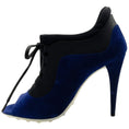 Load image into Gallery viewer, Miu Miu Blue Suede Lace Up Peep Toe Booties