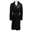Load image into Gallery viewer, Fleurette Metallic Black Mid Length Leather Coat with Belt